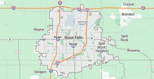 Map of Sioux Falls, South Dakota